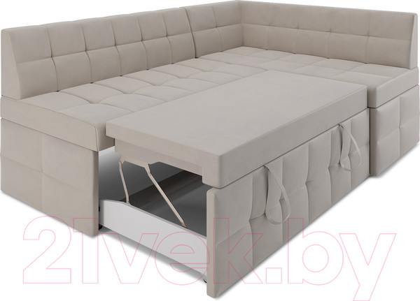 Изображение товара Уголок кухонный мягкий Mebel-Ars Атлантис правый 212x84x135 (бежевый Star Velvet 6 Light Beige)