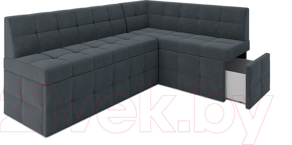 Изображение товара Уголок кухонный мягкий Mebel-Ars Атлантис правый 212x84x135 (велюр серо-синий HB-178 26)