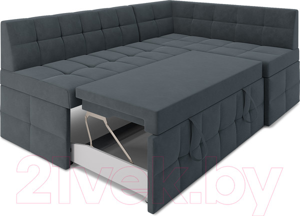 Изображение товара Уголок кухонный мягкий Mebel-Ars Атлантис правый 212x84x135 (велюр серо-синий HB-178 26)