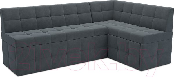Изображение товара Уголок кухонный мягкий Mebel-Ars Атлантис правый 212x84x135 (велюр серо-синий HB-178 26)