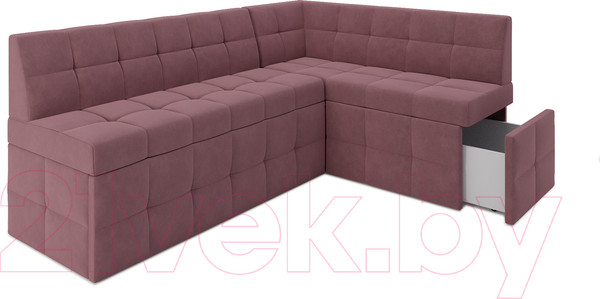 Изображение товара Уголок кухонный мягкий Mebel-Ars Атлантис правый 212x84x135 (велюр пудра НВ-178 18)