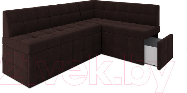 Изображение товара Уголок кухонный мягкий Mebel-Ars Атлантис правый 212x84x135 (велюр шоколад HB-178 16)