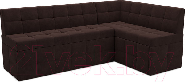 Изображение товара Уголок кухонный мягкий Mebel-Ars Атлантис правый 212x84x135 (велюр шоколад HB-178 16)