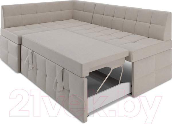 Изображение товара Уголок кухонный мягкий Mebel-Ars Атлантис левый 212x84x135 (бежевый Star Velvet 6 Light Beige)
