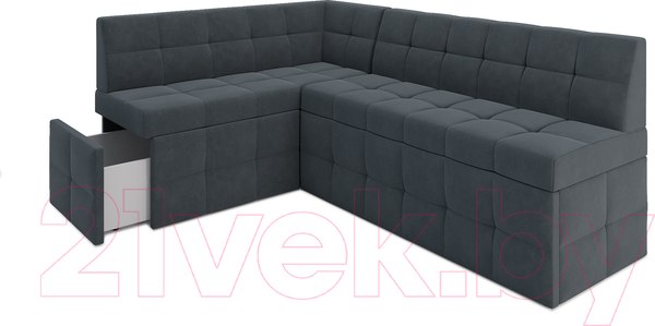 Изображение товара Уголок кухонный мягкий Mebel-Ars Атлантис левый 212x84x135 (велюр серо-синий HB-178 26)