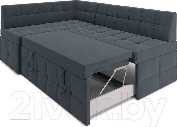 Изображение товара Уголок кухонный мягкий Mebel-Ars Атлантис левый 212x84x135 (велюр серо-синий HB-178 26)
