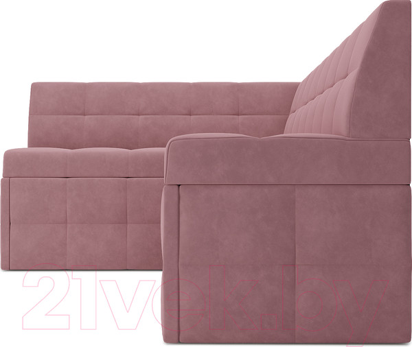 Изображение товара Уголок кухонный мягкий Mebel-Ars Атлантис левый 212x84x135 (велюр пудра НВ-178 18)