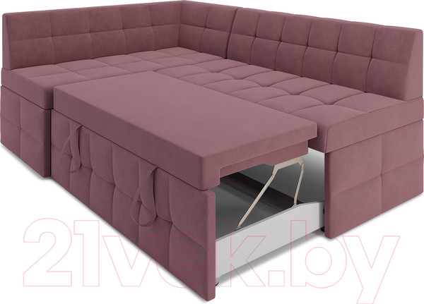 Изображение товара Уголок кухонный мягкий Mebel-Ars Атлантис левый 212x84x135 (велюр пудра НВ-178 18)