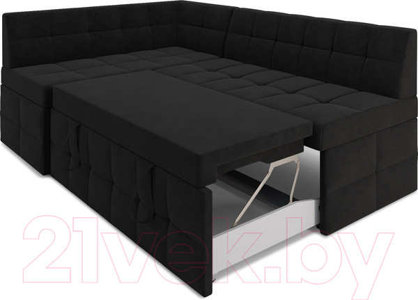 Изображение товара Уголок кухонный мягкий Mebel-Ars Атлантис левый 212x84x135 (велюр черный НВ-178 17)
