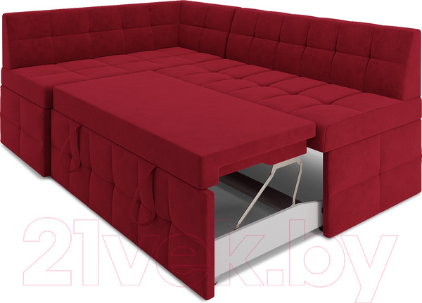 Изображение товара Уголок кухонный мягкий Mebel-Ars Атлантис левый 212x84x135 (кордрой красный)
