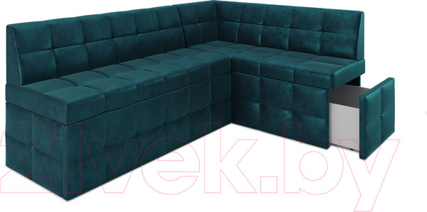 Изображение товара Уголок кухонный мягкий Mebel-Ars Атлантис правый 190x84x120 (сине-зеленый Star Velvet 43 Black Green)