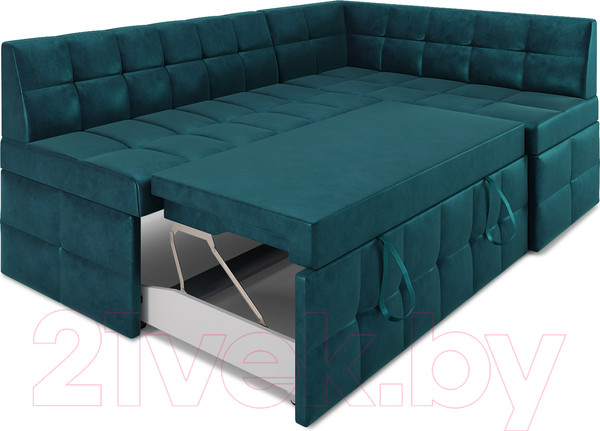 Изображение товара Уголок кухонный мягкий Mebel-Ars Атлантис правый 190x84x120 (сине-зеленый Star Velvet 43 Black Green)