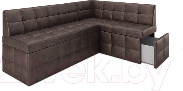 Изображение товара Уголок кухонный мягкий Mebel-Ars Атлантис правый 190x84x120 (серо-шоколадный Star Velvet 60 Cofee)