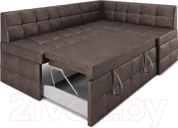 Изображение товара Уголок кухонный мягкий Mebel-Ars Атлантис правый 190x84x120 (серо-шоколадный Star Velvet 60 Cofee)