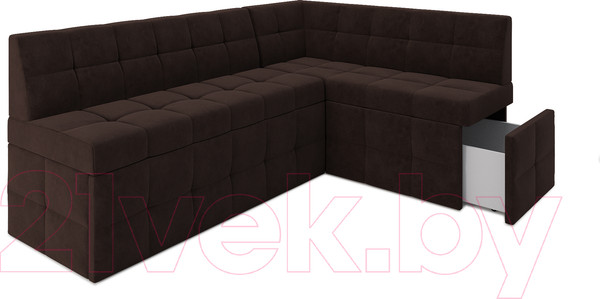 Изображение товара Уголок кухонный мягкий Mebel-Ars Атлантис правый 190x84x120 (велюр молочный шоколад НВ-178 13)