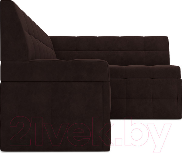 Изображение товара Уголок кухонный мягкий Mebel-Ars Атлантис правый 190x84x120 (велюр шоколад HB-178 16)