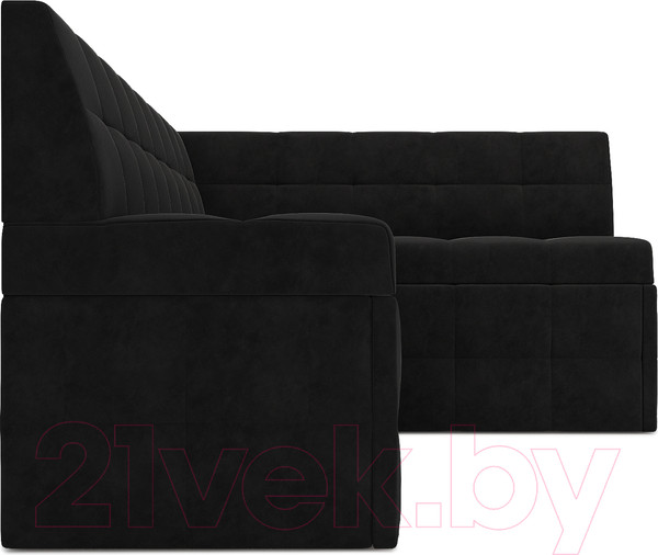 Изображение товара Уголок кухонный мягкий Mebel-Ars Атлантис правый 190x84x120 (велюр черный НВ-178 17)