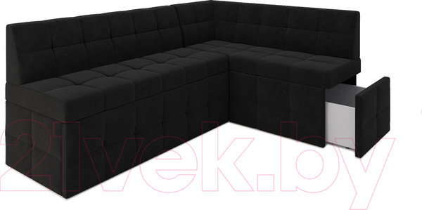 Изображение товара Уголок кухонный мягкий Mebel-Ars Атлантис правый 190x84x120 (велюр черный НВ-178 17)