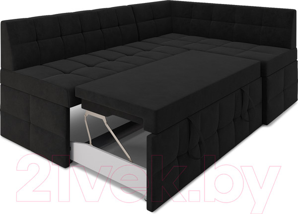 Изображение товара Уголок кухонный мягкий Mebel-Ars Атлантис правый 190x84x120 (велюр черный НВ-178 17)