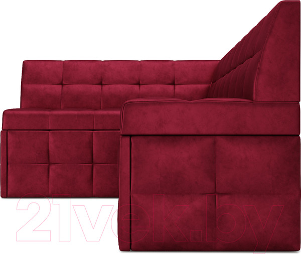Изображение товара Уголок кухонный мягкий Mebel-Ars Атлантис левый 190x84x120 (бархат красный Star Velvet 3 Dark Red)