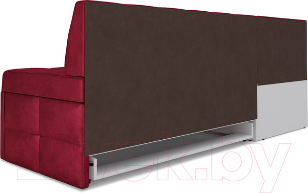 Изображение товара Уголок кухонный мягкий Mebel-Ars Атлантис левый 190x84x120 (бархат красный Star Velvet 3 Dark Red)