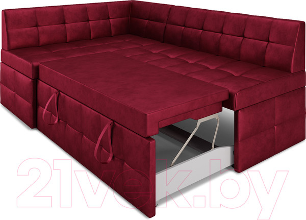 Изображение товара Уголок кухонный мягкий Mebel-Ars Атлантис левый 190x84x120 (бархат красный Star Velvet 3 Dark Red)