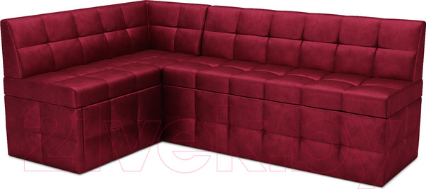 Изображение товара Уголок кухонный мягкий Mebel-Ars Атлантис левый 190x84x120 (бархат красный Star Velvet 3 Dark Red)