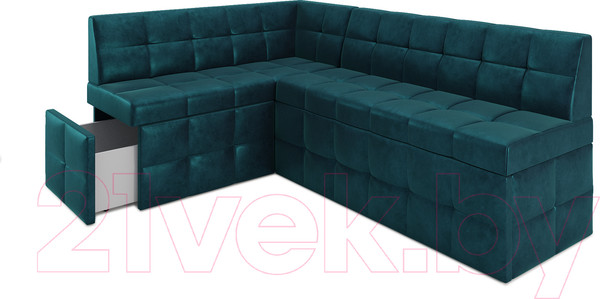 Изображение товара Уголок кухонный мягкий Mebel-Ars Атлантис левый 190x84x120 (сине-зеленый Star Velvet 43 Black Green)