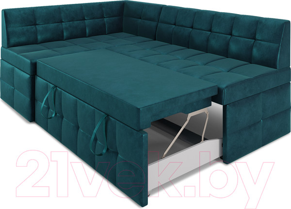 Изображение товара Уголок кухонный мягкий Mebel-Ars Атлантис левый 190x84x120 (сине-зеленый Star Velvet 43 Black Green)