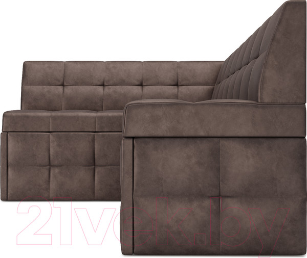 Изображение товара Уголок кухонный мягкий Mebel-Ars Атлантис левый 190x84x120 (серо-шоколадный Star Velvet 60 Cofee)