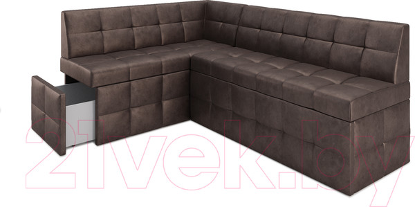 Изображение товара Уголок кухонный мягкий Mebel-Ars Атлантис левый 190x84x120 (серо-шоколадный Star Velvet 60 Cofee)