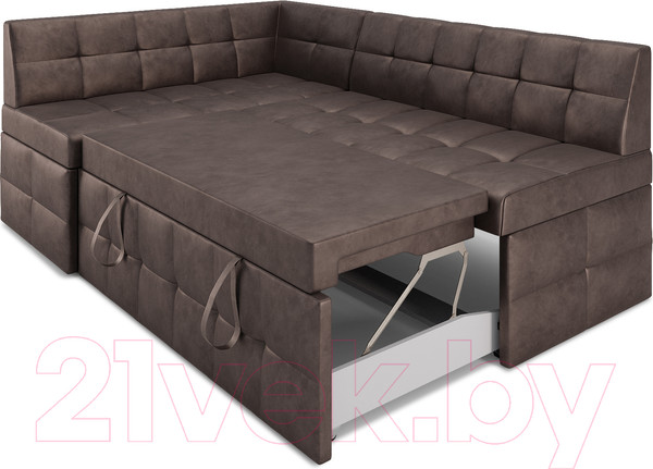 Изображение товара Уголок кухонный мягкий Mebel-Ars Атлантис левый 190x84x120 (серо-шоколадный Star Velvet 60 Cofee)