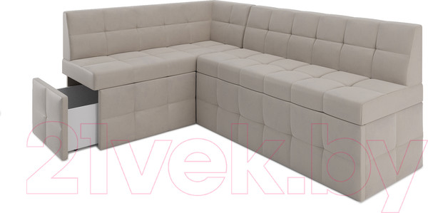 Изображение товара Уголок кухонный мягкий Mebel-Ars Атлантис левый 190x84x120 (бежевый Star Velvet 6 Light Beige)