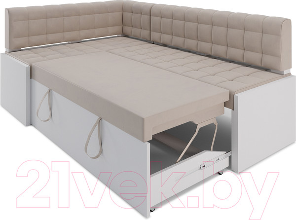Изображение товара Уголок кухонный мягкий Mebel-Ars Ганновер левый 208x82x133 (бежевый Star Velvet 6 Light Beige)