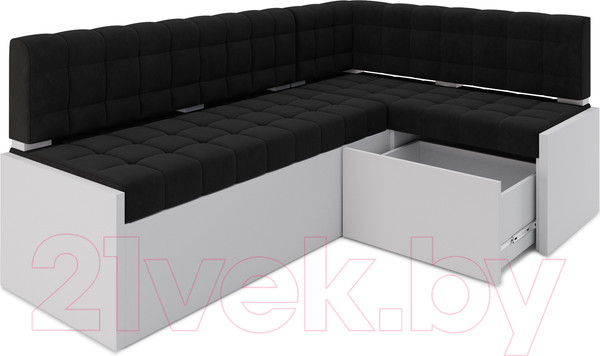 Изображение товара Уголок кухонный мягкий Mebel-Ars Ганновер правый 208x82x133 (велюр черный НВ-178 17)