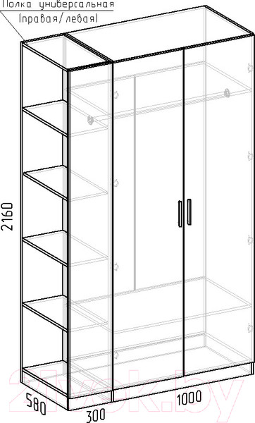 Изображение товара Шкаф Интермебель Марсель 11 / МР-01-11-B2 (белый софт)