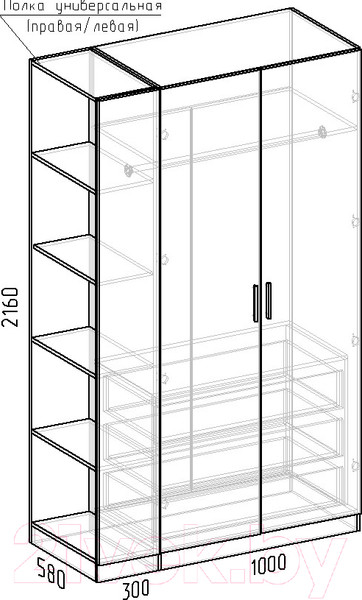 Изображение товара Шкаф Интермебель Марсель 12 / МР-01-12-B2 (белый софт)