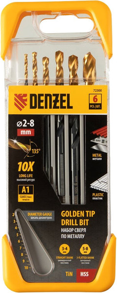 Изображение товара Набор сверл Denzel 72300 (6шт)