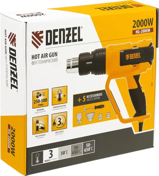 Изображение товара Строительный фен Denzel HG-2000M / 28005
