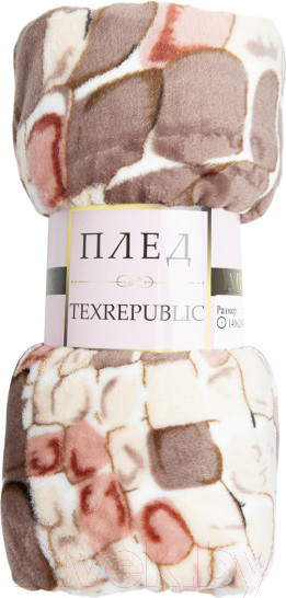 Изображение товара Плед TexRepublic Absolute Камешки Фланель 180x200 / 64185 (коричневый/бежевый/белый)