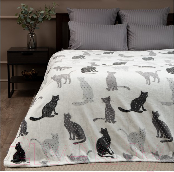 Изображение товара Плед TexRepublic Absolute Flannel Коты 200x220 / 44047 (черный/серый/белый)