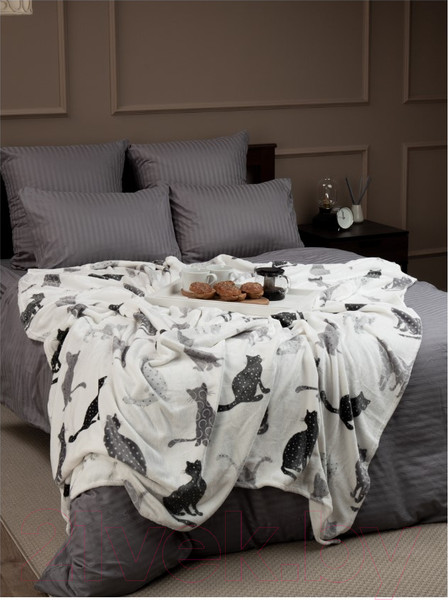 Изображение товара Плед TexRepublic Absolute Flannel Коты 200x220 / 44047 (черный/серый/белый)