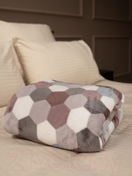 Изображение товара Плед TexRepublic Absolute Flannel Мозаика-соты 150x200 / 44105 (серый/бежевый)