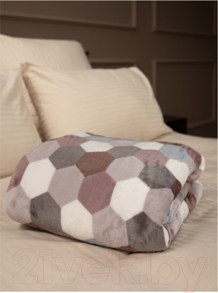Изображение товара Плед TexRepublic Absolute Flannel Мозаика-соты 200x220 / 44106 (серый/бежевый)