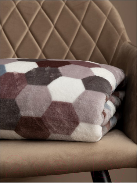 Изображение товара Плед TexRepublic Absolute Flannel Мозаика-соты 200x220 / 44106 (серый/бежевый)