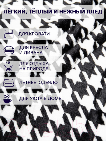 Изображение товара Плед TexRepublic Absolute Flannel Гусиная лапка 200x220 / 44108 (черный/белый)