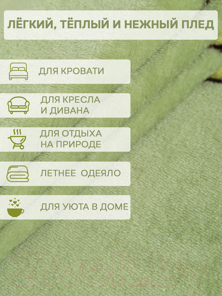 Изображение товара Плед TexRepublic Авокадо Фланель 180x200 / 59752 (зеленый)