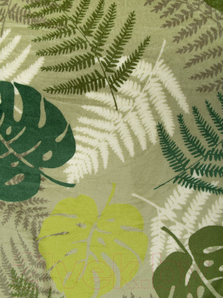 Изображение товара Плед TexRepublic Absolute Монстера и папоротник Фланель 180x200 / 59753 (оливковый/зеленый)