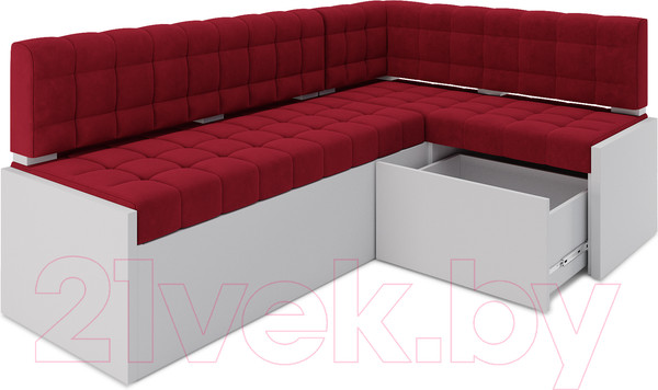 Изображение товара Уголок кухонный мягкий Mebel-Ars Ганновер правый 178x82x103 (кордрой красный)