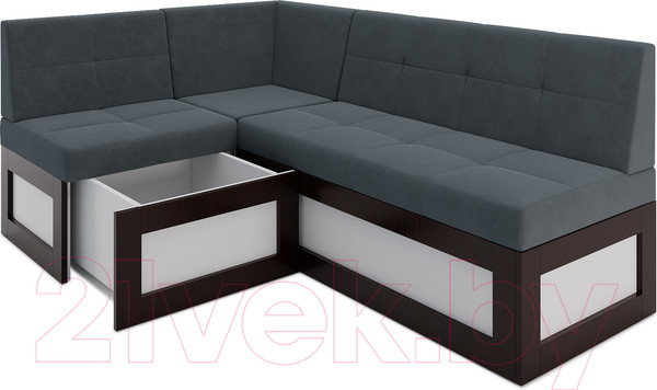 Изображение товара Уголок кухонный мягкий Mebel-Ars Нотис левый 207x82x132 (велюр серо-синий HB-178 26)